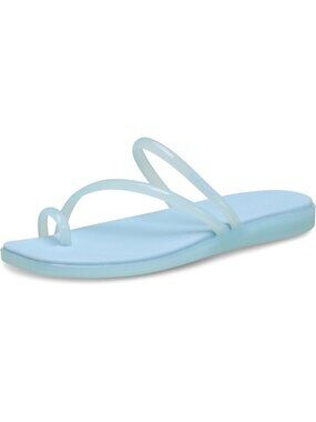 Women's Sky Blue Miami Toe Loop Sandals Square Toe Flat Straps Slip On Shoes
